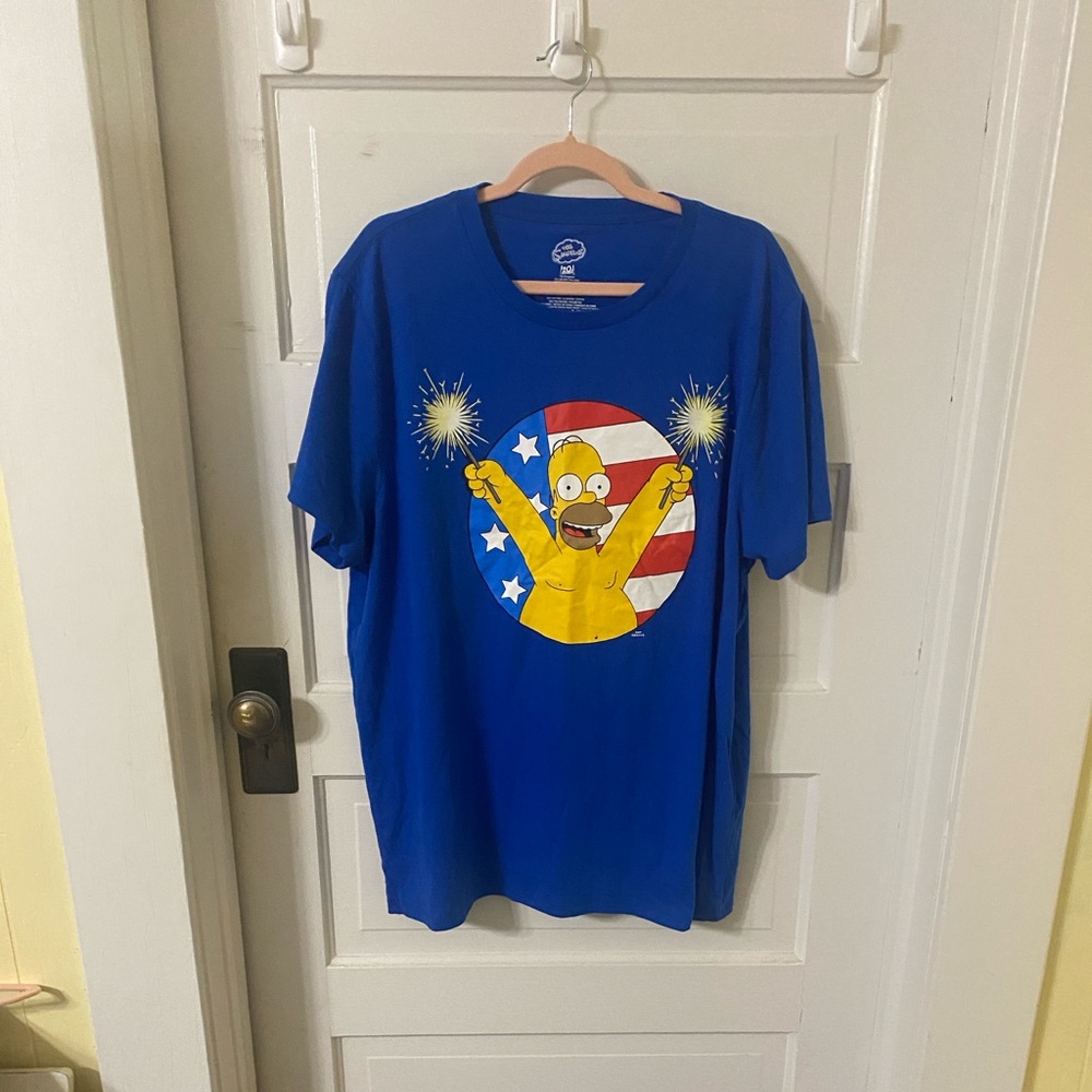 Blue Graphic Tee with Cartoon Print